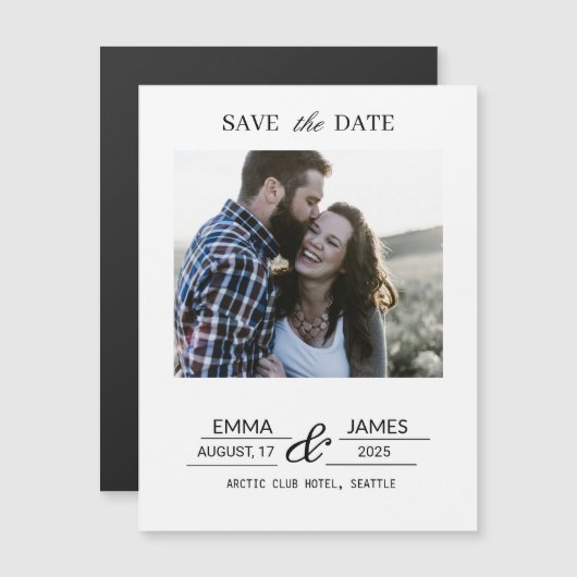 Custom Photo Engagement Save the Date magnet (Vorne/Hinten)