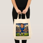 Custom Photo-Face Soccer/Football Star Caricature  Tragetasche<br><div class="desc">Two Designs in One: The Ultimate Personalized Soccer Fan Tote Bag! Double the style and double the spirit with our customizable soccer caricature tote bag. This versatile bag is a game-changer, featuring two distinct designs to match your mood. On one side, you’ll find a vibrant, high-energy soccer caricature of a...</div>