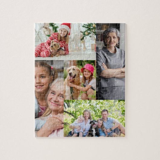 Custom Photo Family Collage Simple Elegant Picture Puzzle (Vertikal)