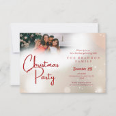 Custom Photo Family Holiday Holly Christmas  Einladung (Vorderseite)