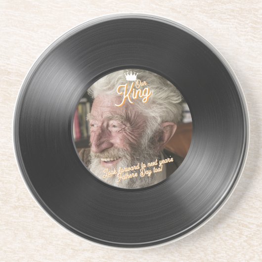 Custom Photo Father's Day Record Sandstone Getränkeuntersetzer (Vorne)