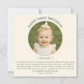 Custom Photo First Birthday Sage Green Thin Magnet (Vorderseite)
