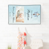 Custom Photo Floral Christening Baptism Welcome Banner (Insitu)