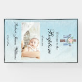 Custom Photo Floral Christening Baptism Welcome Banner (Horizontal)