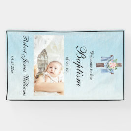Custom Photo Floral Christening Baptism Welcome Banner