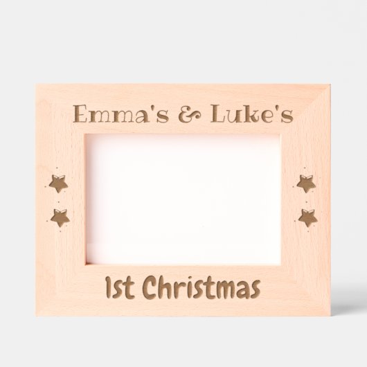 Custom Photo Frame, Twins 1st Christmas, 7 x 5" Geätzte Rahmen (Vorderseite)
