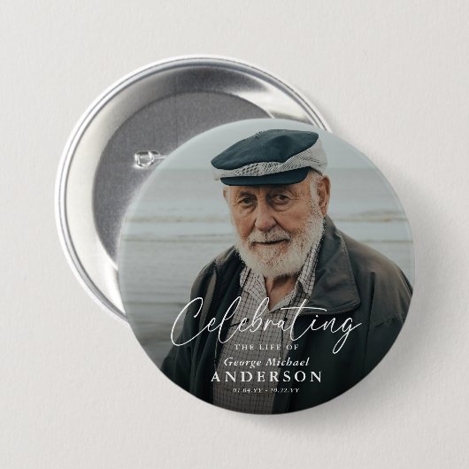 Custom Photo Funeral Sympathy Keepsake Button (Vorne & Hinten)