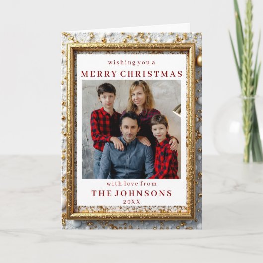 Custom Photo Glimmering Gold Foil Frame Greeting Karte (Vorderseite)