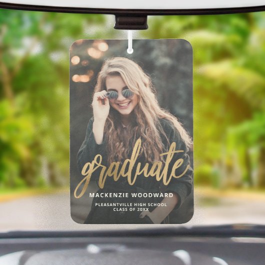 Custom Photo Gold Script Graduation Autolufterfrischer