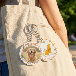 Custom Photo Golden Retriever - Pastel Orange Schlüsselanhänger