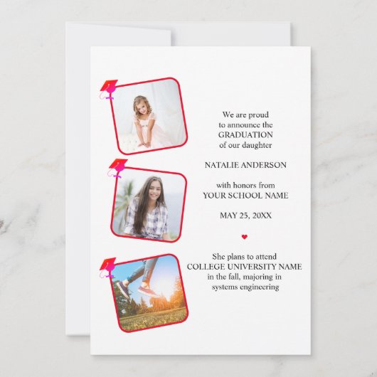 Custom Photo Graduation Announcement Card 2026 Einladung (Rückseite)