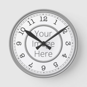 Custom Photo Grey Modern Minimalist Runde Wanduhr