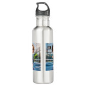 Custom Photo Head Padel/Pickleball Player Caricatu Edelstahlflasche (Rückseite)