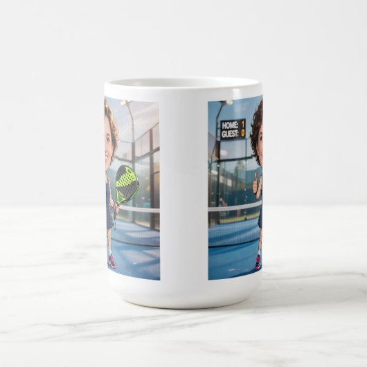 Custom Photo Head Padel/Pickleball Player Caricatu Kaffeetasse (Mittel)
