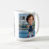 Custom Photo Head Padel/Pickleball Player Caricatu Kaffeetasse (VorderseiteRechts)
