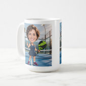 Custom Photo Head Padel/Pickleball Player Caricatu Kaffeetasse (Vorderseite Links)