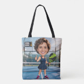 Custom Photo Head Padel/Pickleball Player Caricatu Tasche (Rückseite)