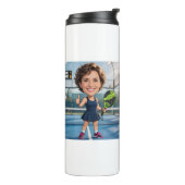 Custom Photo Head Padel/Pickleball Player Caricatu Thermosbecher (Nach links gedreht)
