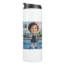 Custom Photo Head Padel/Pickleball Player Caricatu Thermosbecher