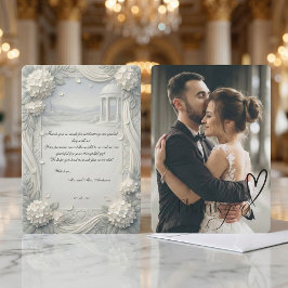 Custom Photo Hydrangea Pearl Formal Wedding Dankeskarte