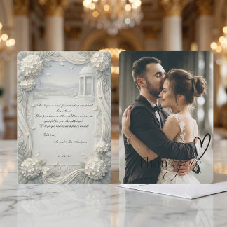 Custom Photo Hydrangea Pearl Formal Wedding Dankeskarte