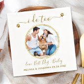Custom Photo I Do Too Elegant Gold Pet Dog Wedding Serviette