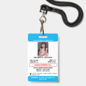 Custom Photo ID Badge for Kids with Emergency Cont Ausweis (Front with Lanyard)