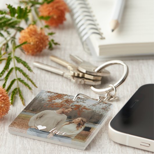 Custom Photo Keychain with Personalized Text Schlüsselanhänger (Vorderseite rechts)