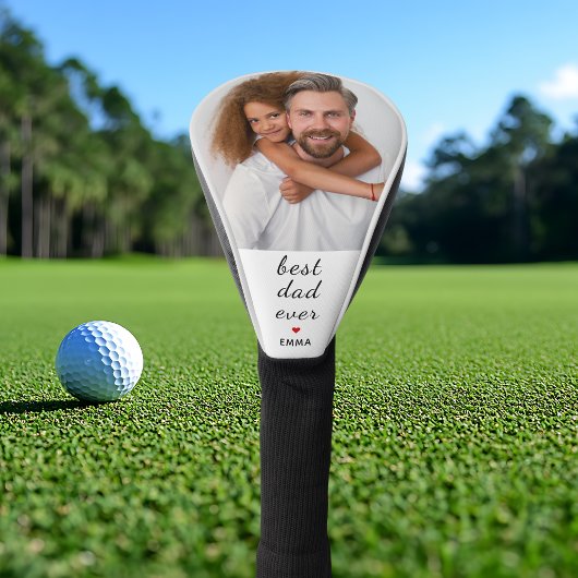 Custom Photo l Best Dad Ever Cute Red Heart Golf Headcover