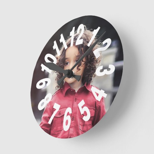 Custom Photo Large Numbers Runde Wanduhr (Winkel)