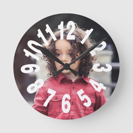 Custom Photo Large Numbers Runde Wanduhr (Vorderseite)