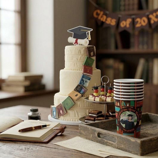 Custom Photo Library-Themed Pappbecher