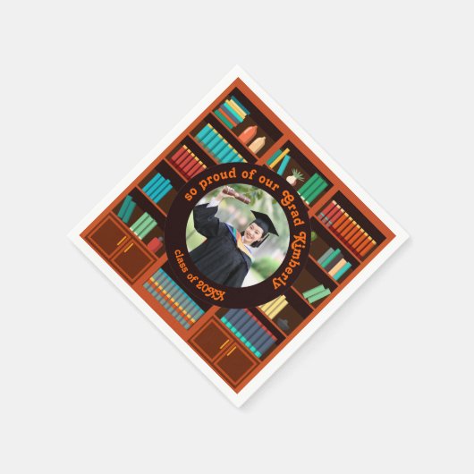 Custom Photo Library-Themed  Serviette (Ecke)