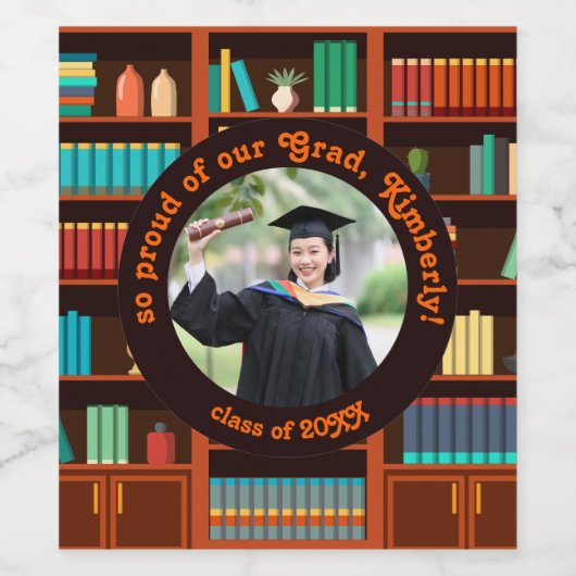 Custom Photo Library-Themed  Weinetikett (Einzelnes Label)