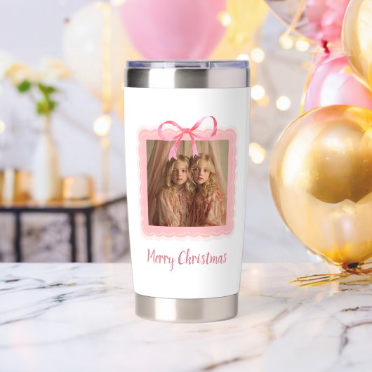 Custom Photo Merry Christmas Insulated Tumbler Thermobecher (Bachelor Party (gedreht))