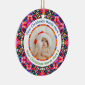 Custom Photo Merry Christmas Modern Colorful Keramik Ornament (Rechts)