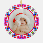 Custom Photo Merry Christmas Modern Colorful Keramik Ornament (Hinten)