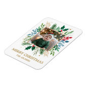 Custom Photo Merry Christmas Watercolor Botanical Magnet (Linke Seite)