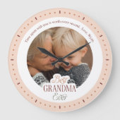 Custom Photo Message Best Grandma Ever Large Clock Große Wanduhr (Vorderseite)