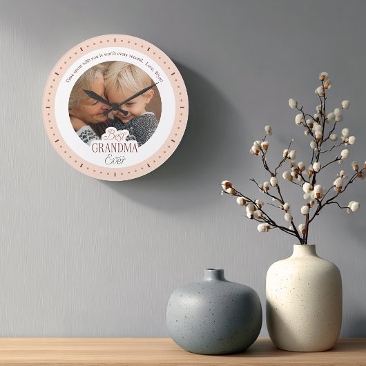 Custom Photo Message Best Grandma Ever Large Clock Große Wanduhr