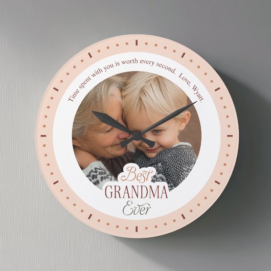Custom Photo Message Best Grandma Ever Large Clock Große Wanduhr