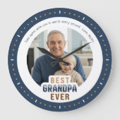Custom Photo Message Best Grandpa Ever Large Clock Große Wanduhr (Vorderseite)