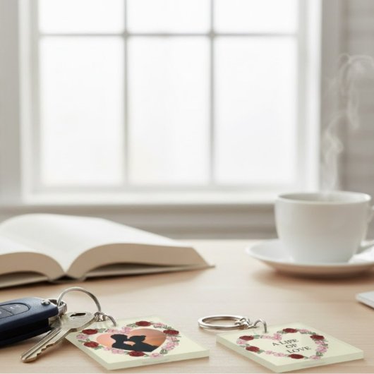 Custom Photo & Message Double-Sided Rose Heart Key Schlüsselanhänger