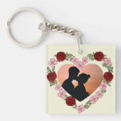 Custom Photo & Message Double-Sided Rose Heart Key Schlüsselanhänger (Vorderseite)