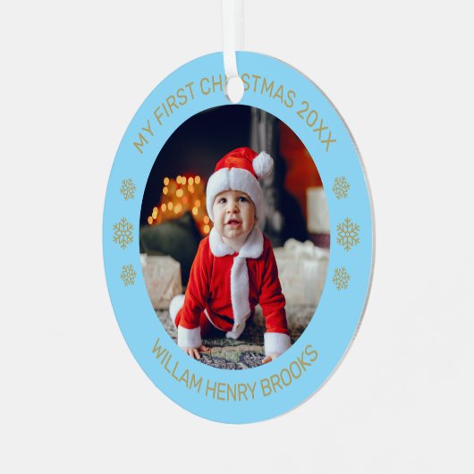 Custom Photo Metal Circle Christmas Ornament (Vorderseite links)