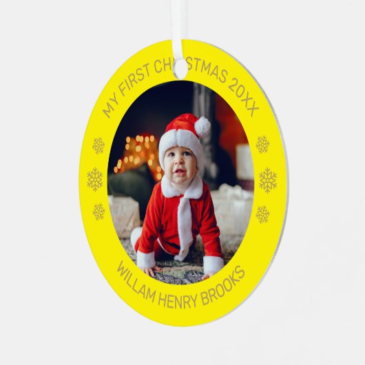 Custom Photo Metal Circle Christmas Ornament (Vorderseite links)