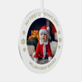Custom Photo Metal Circle Christmas Ornament (Vorderseite Rechts)