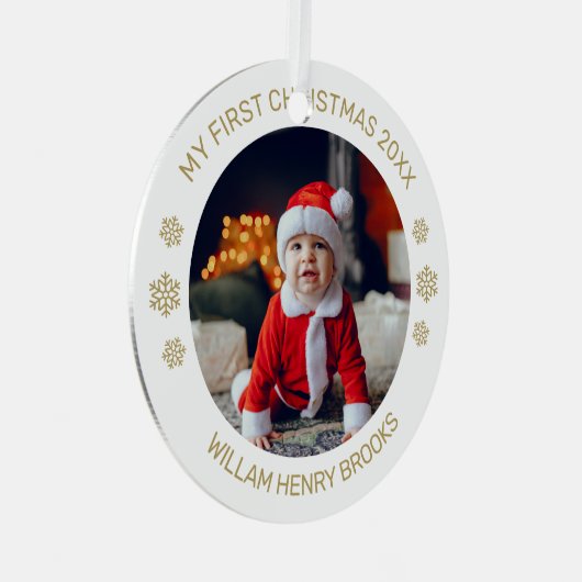 Custom Photo Metal Circle Christmas Ornament (Vorderseite Rechts)
