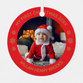 Custom Photo Metal Circle Christmas Ornament