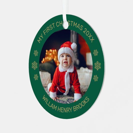 Custom Photo Metal Circle Christmas Ornament (Vorderseite links)